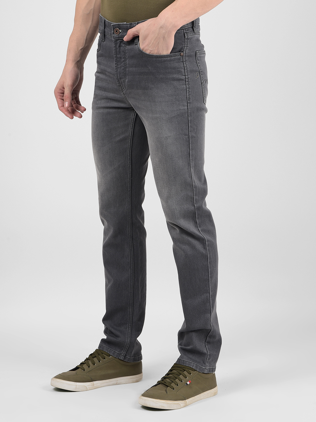 Numero Uno Men Solid Grey Jeans